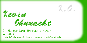 kevin ohnmacht business card